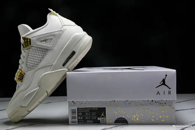 MaikeSneakers Gold Metallic Jordan 4 Retro AQ9129-170 0426